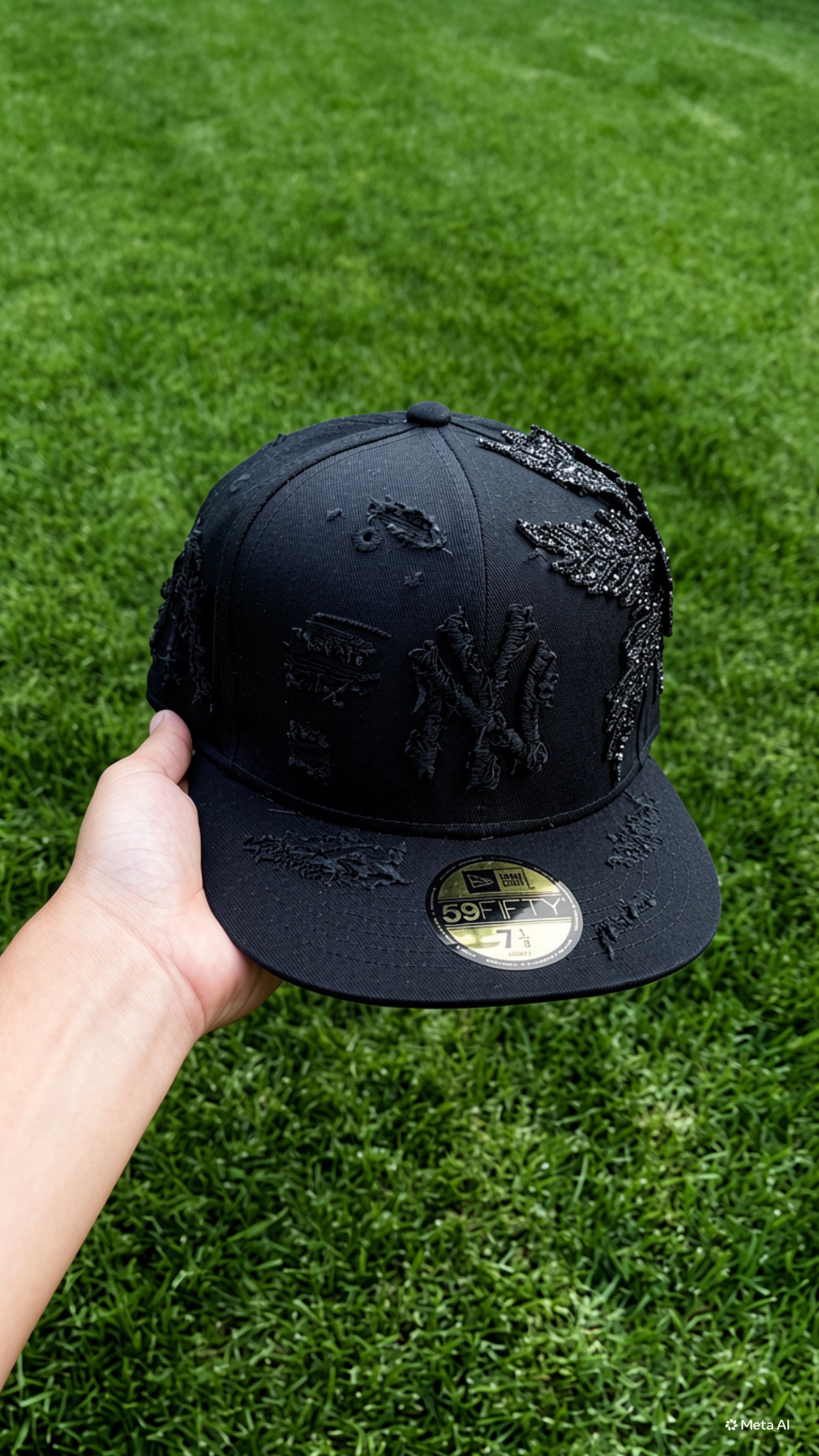 Casquette NY Yankees Dark Custom - Flammes & Fleurs Noires 3D