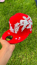 Casquette LA Dodgers Rouge Custom - Dentelle Blanche & Perles