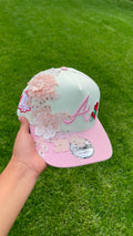 Casquette Atlanta Braves Pastel - Fleurs en Dentelle 3D & Perles